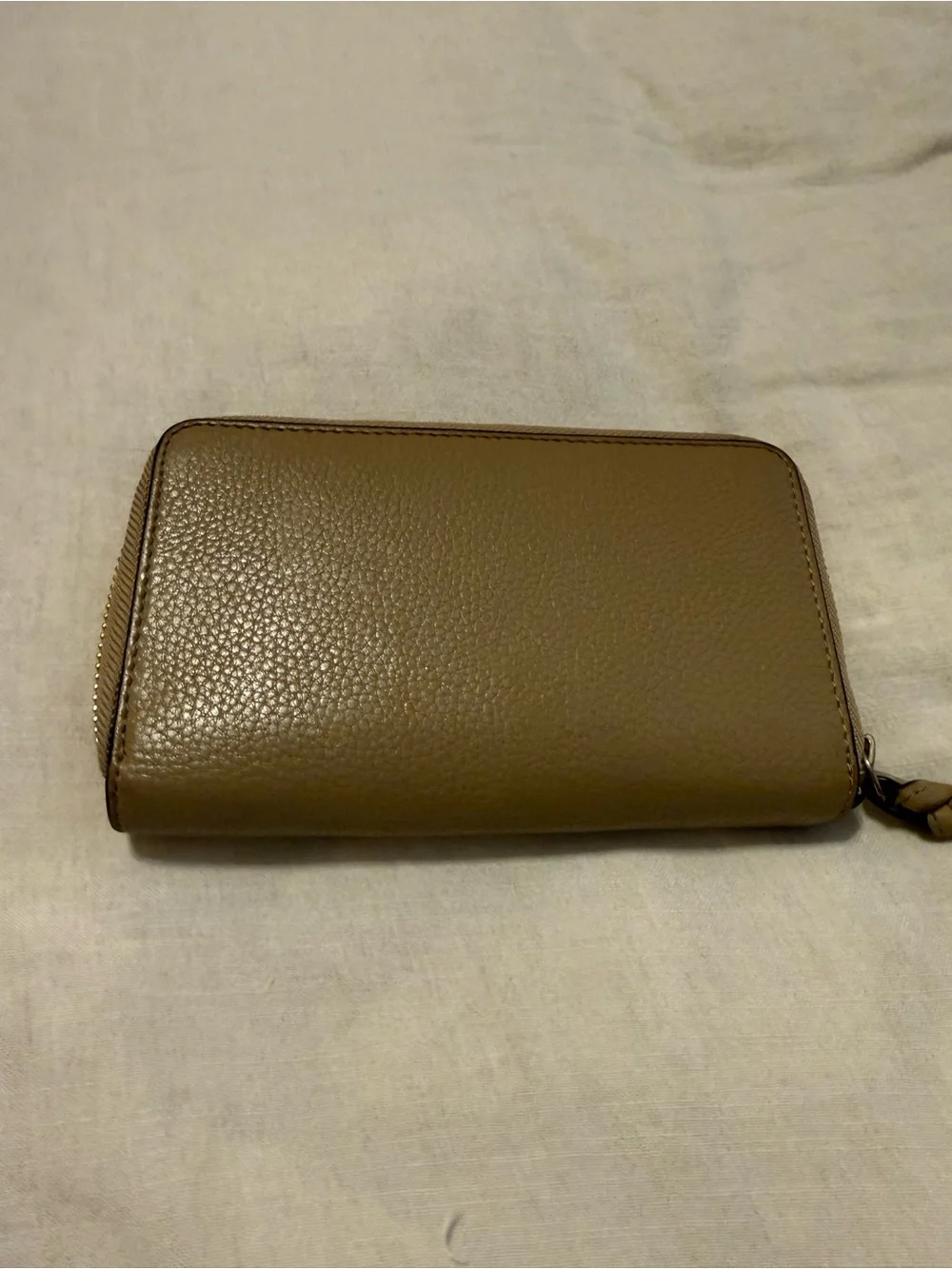 Tory Burch Pebbled Leather Zip Wallet - Olive Taupe